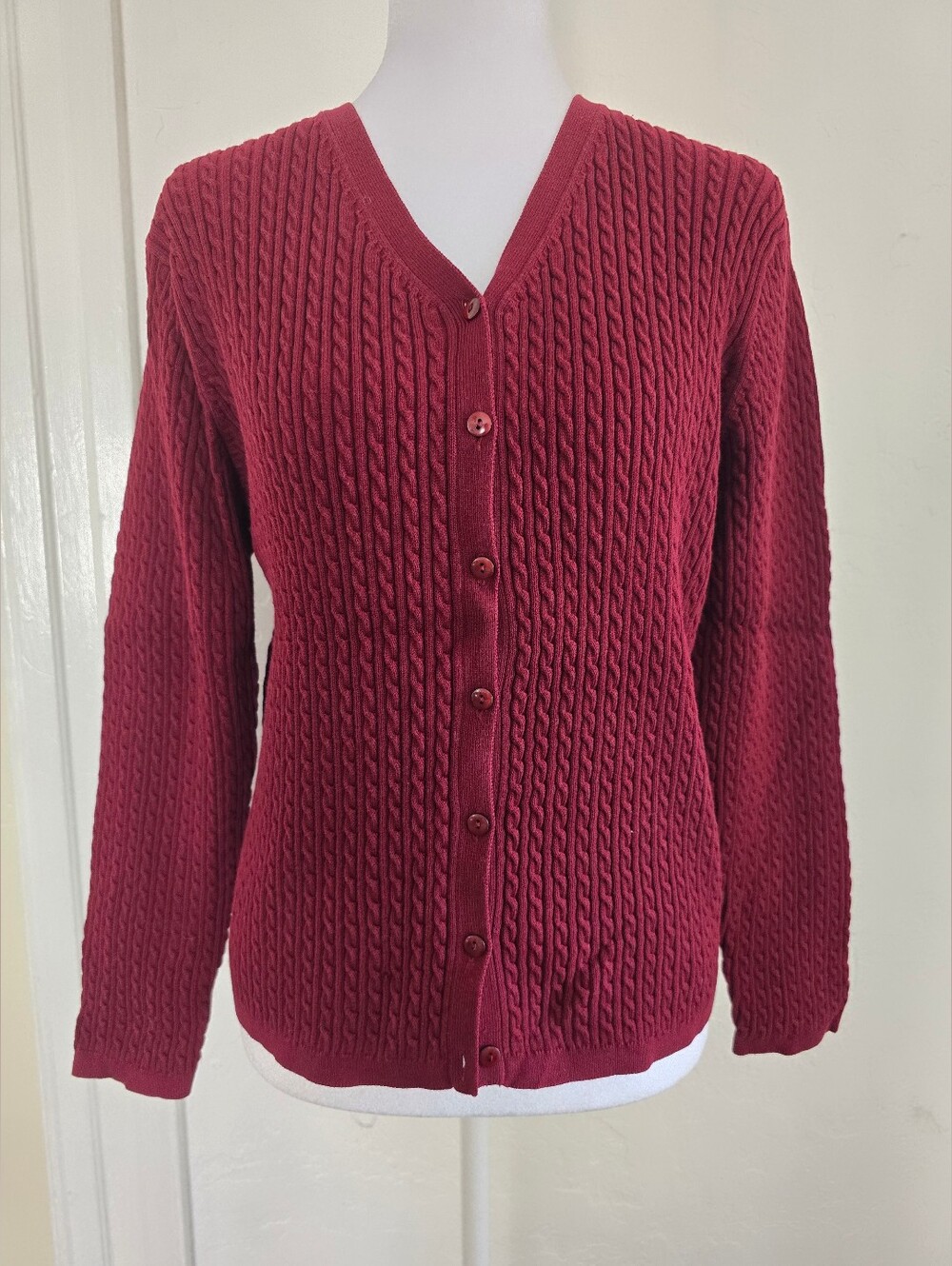 Vintage Pendleton Cable-Knit V-Neck Cardigan